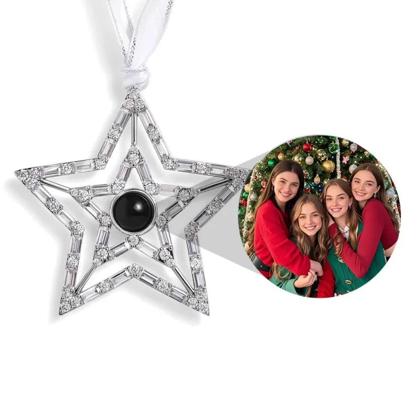 Personalized Pink Snowflake Photo Ornament Custom Projection Ornaments Christmas Gifts