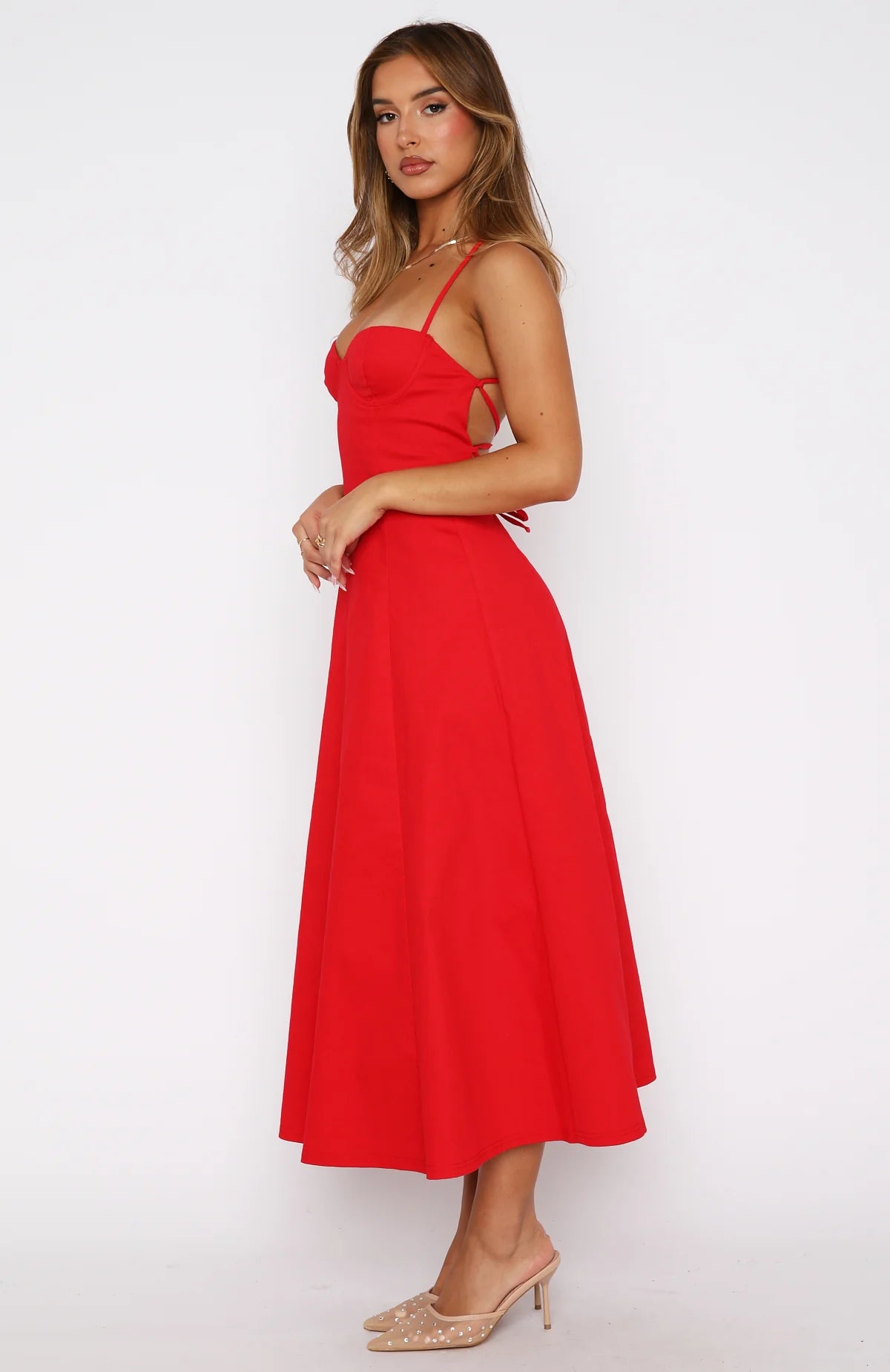 Wanna Be There Midi Dress Red