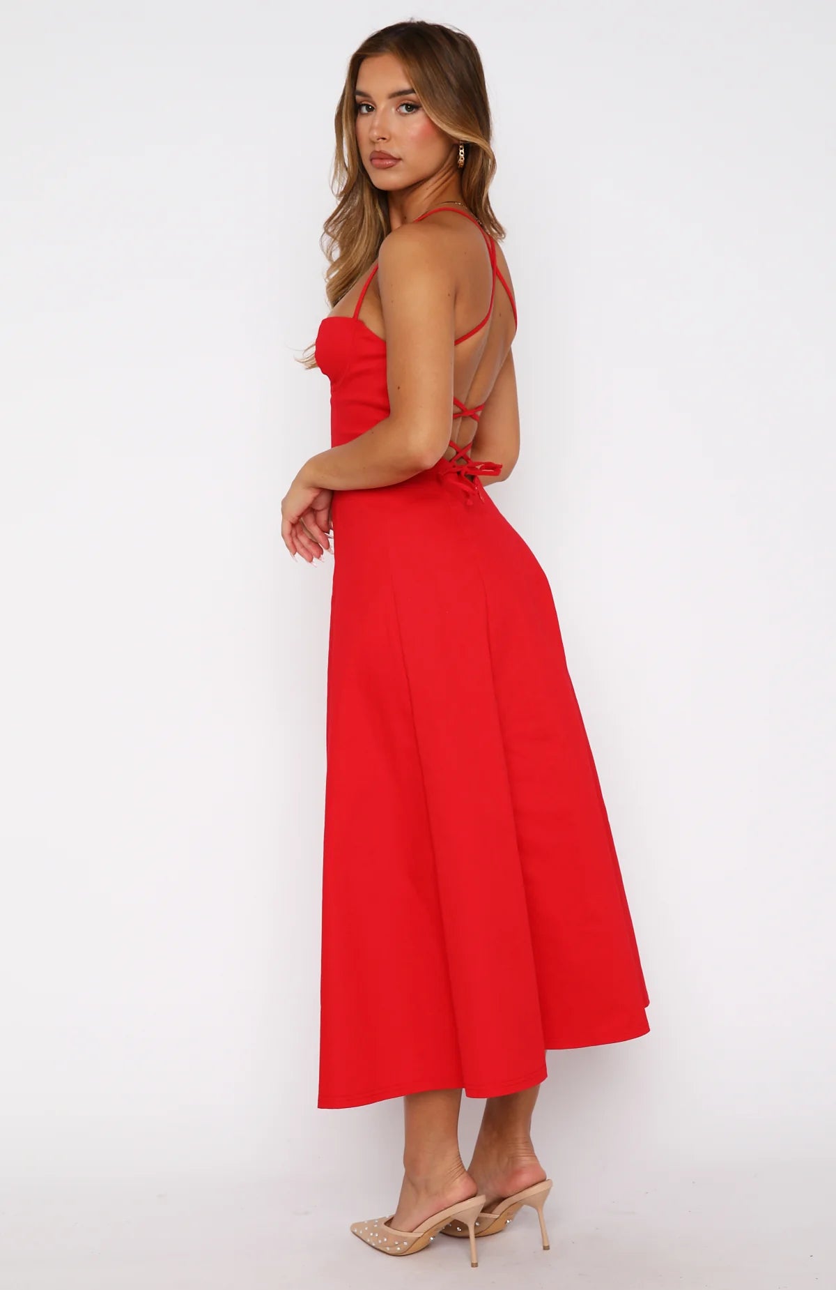 Wanna Be There Midi Dress Red