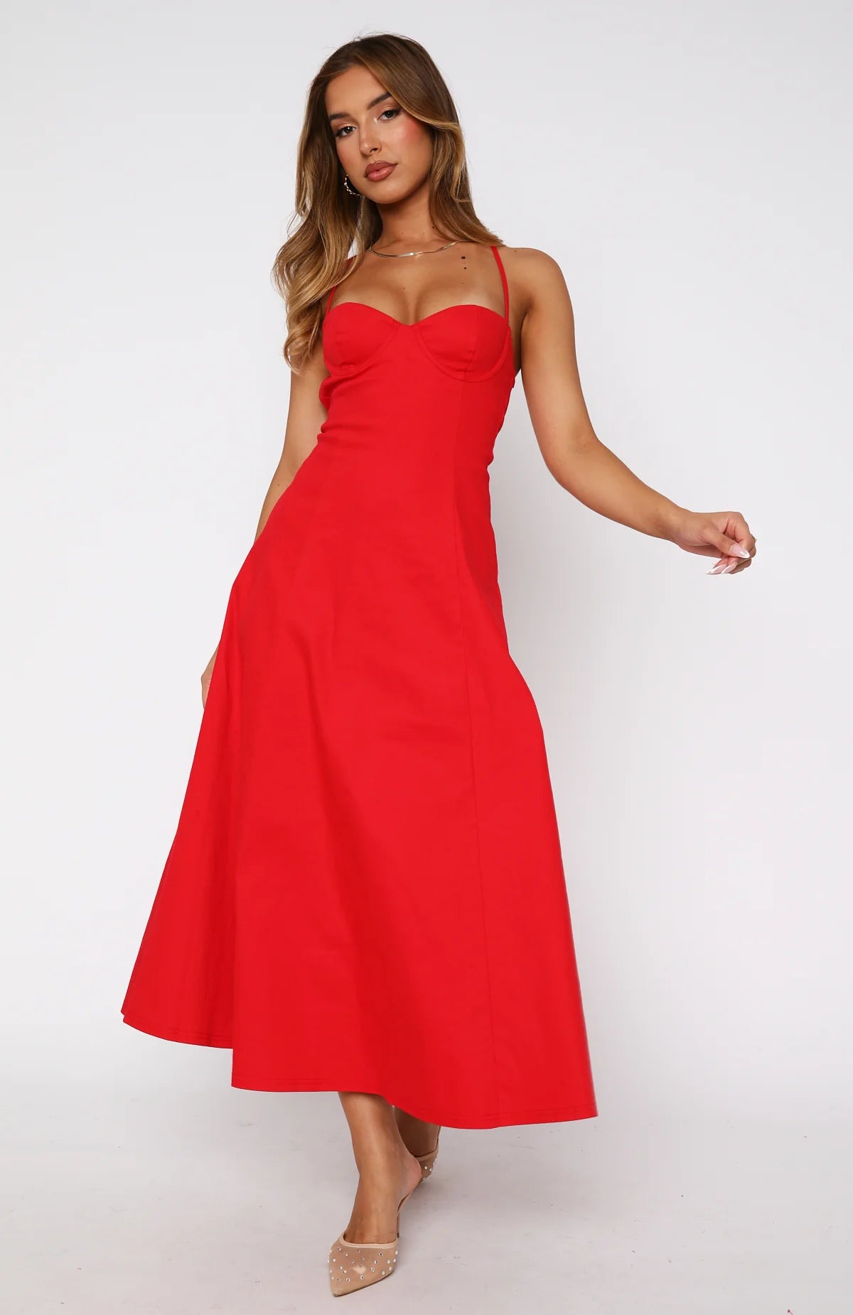 Wanna Be There Midi Dress Red