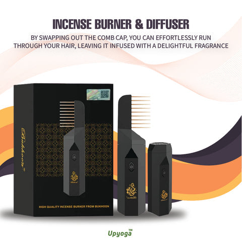 2 in 1 Hair Comb Incense Burner & Home Diffuser | 1 Year Warranty | Rechargeable | Bakhoor Included