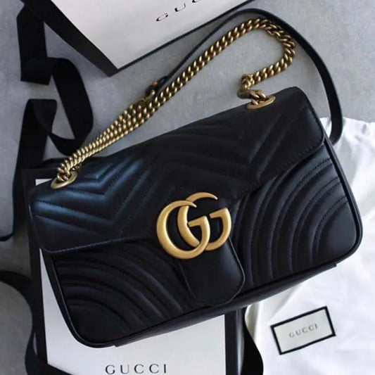 GUCCI GG MARMONT BLACK COLOR MATELASSE SLING BAG (WITH BOX)