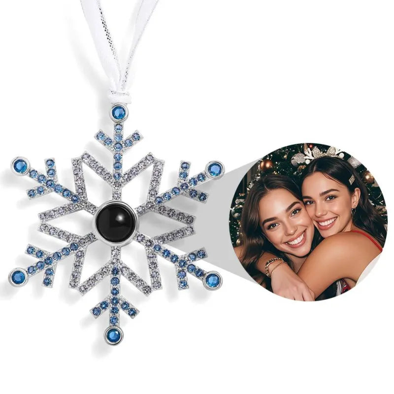 Personalized Pink Snowflake Photo Ornament Custom Projection Ornaments Christmas Gifts