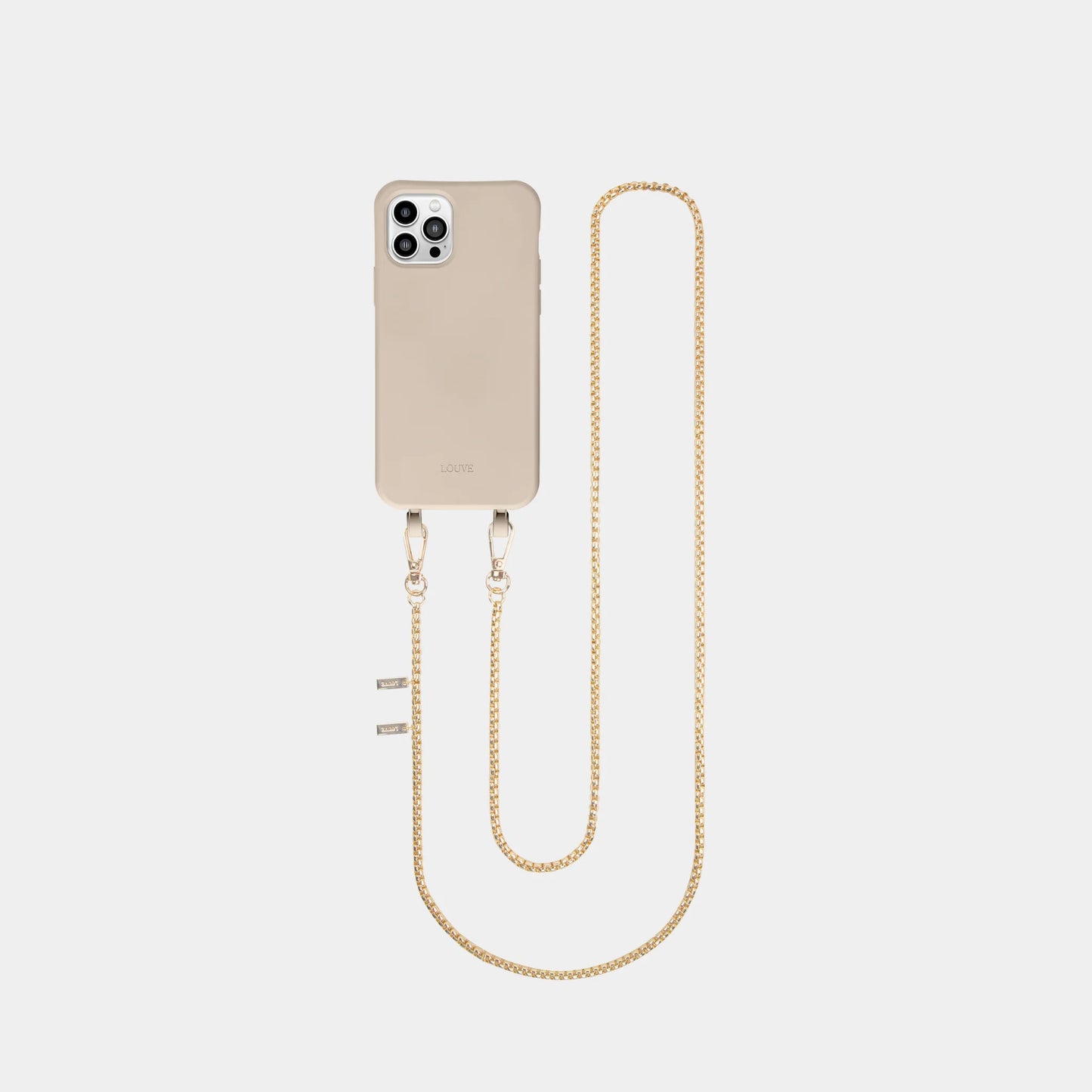 Combo of 2 Beige Phone Case + Gold-Plated Crossbody Chain