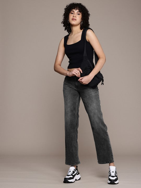 Women’s Straight-Fit Heavy Fade Stretchable Jeans