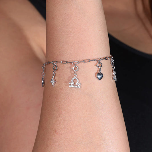 Customize Charms Bracelet with Sterling Silver Clip Chain