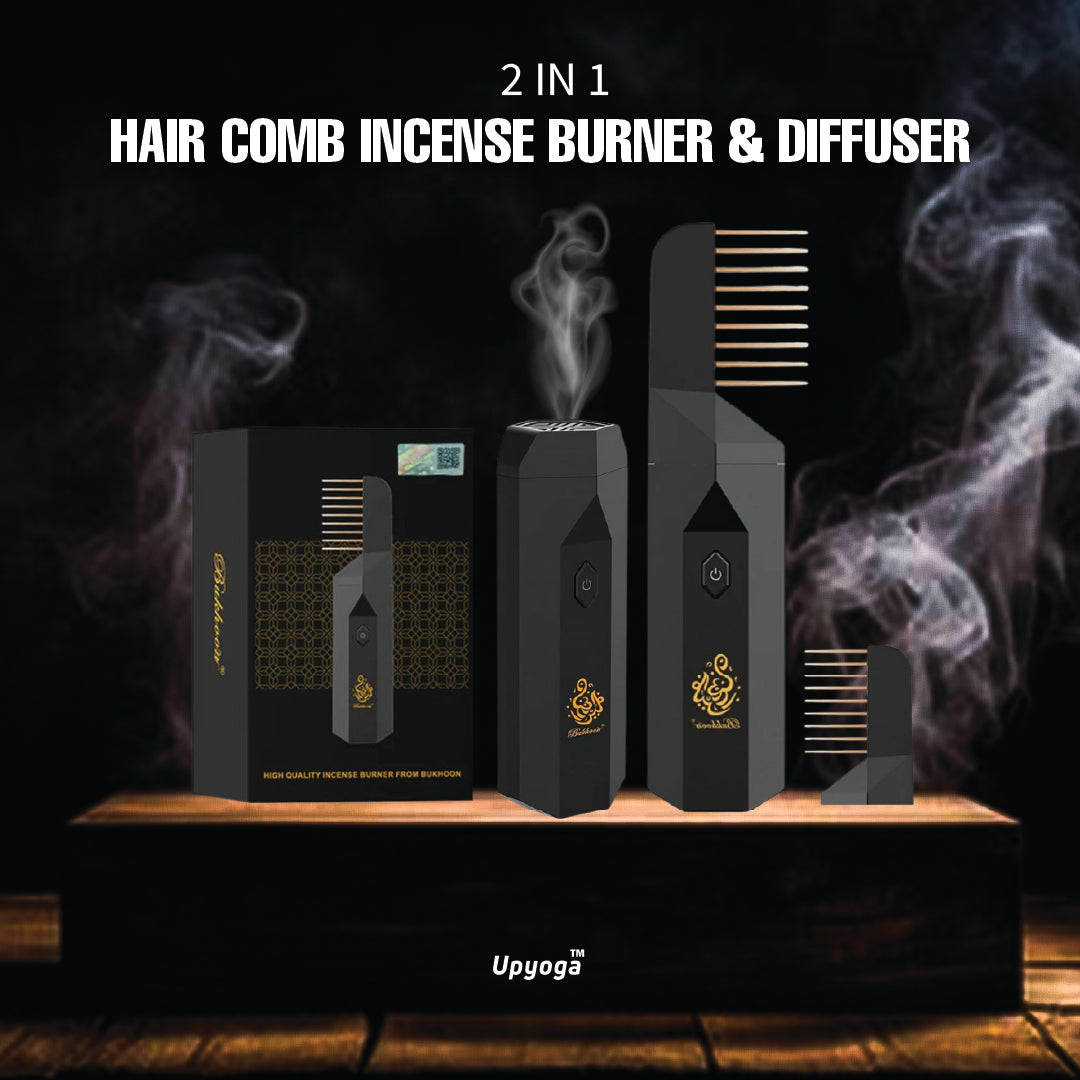 2 in 1 Hair Comb Incense Burner & Home Diffuser | 1 Year Warranty | Rechargeable | Bakhoor Included