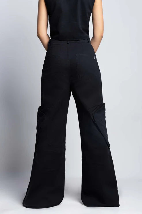 Twin zip wide leg cargo pants