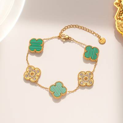 Set of 10 Gold Plated Clover Bracelets