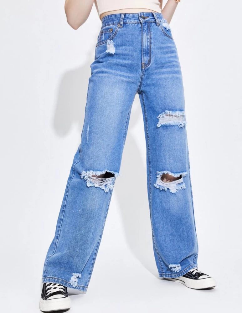 Ripped Style Leg Jeans