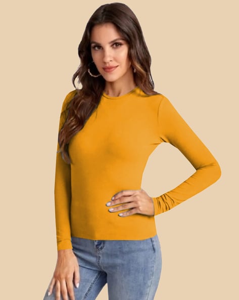 Round Neck Long Sleeves Top