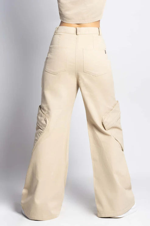 Twin zip wide leg cargo pants