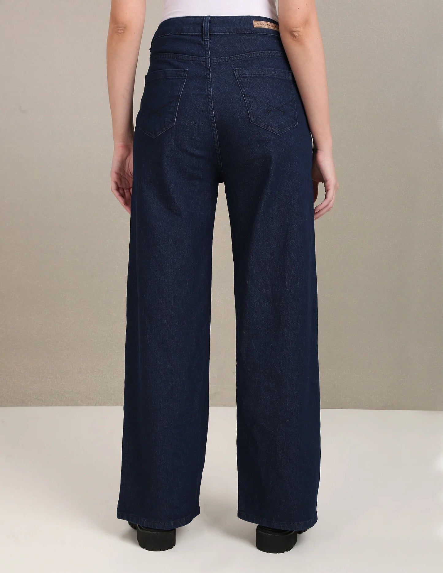 Navy blue fall wide leg high rise jeans