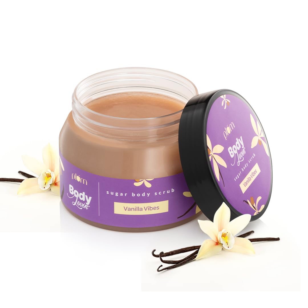 Plum BodyLovin' Vanilla Vibes Sugar Body Scrub | The Ideal Winter Body Scrub | Brazil Nut Oil | Skin Brightening | Deep Moisturization |