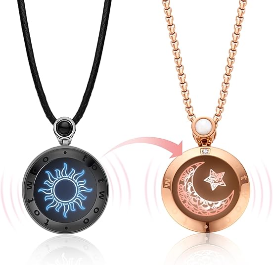 Totwoo Long Distance Touch Necklace| Vibration & Light Up Smart Necklace for Long Distance Relationship Gifts