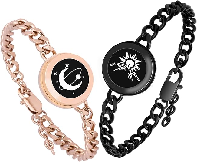 Long Distance Touch Bracelets,Vibration & Light up Couples Bracelets, Remote Smart Matching