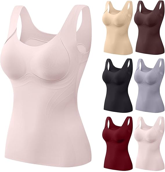 Women's Thermal Underwear Tank Top with Bulit-in-Bra