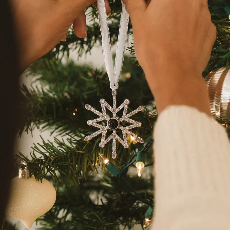 Personalized Pink Snowflake Photo Ornament Custom Projection Ornaments Christmas Gifts