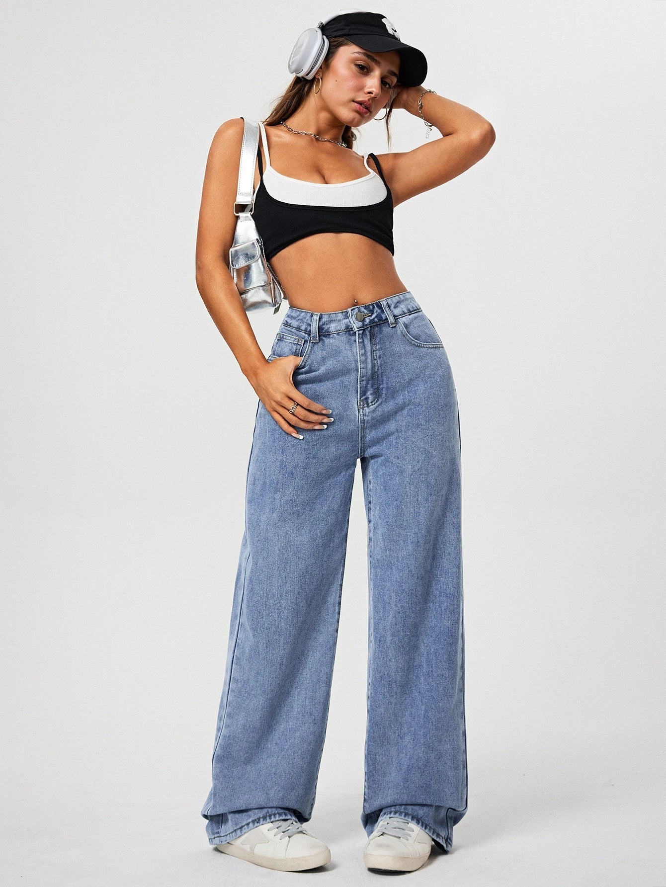 High Waist Straight Leg Jeans