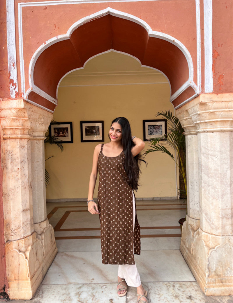 LEENA - BROWN SHORT KURTI