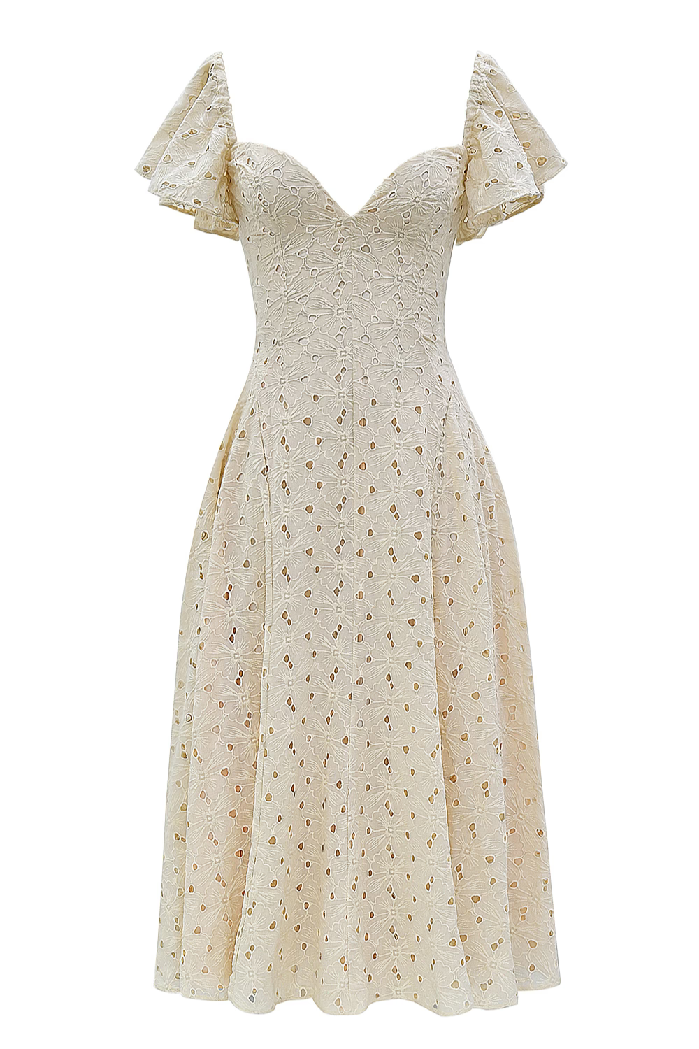 Cream Tea Broderie Anglais Midi Dress