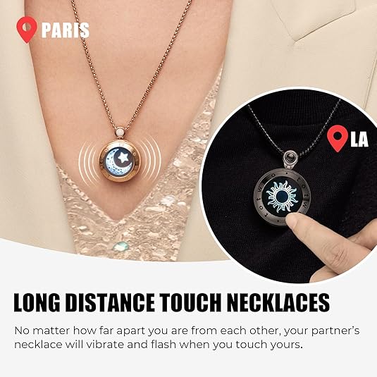 Totwoo Long Distance Touch Necklace| Vibration & Light Up Smart Necklace for Long Distance Relationship Gifts