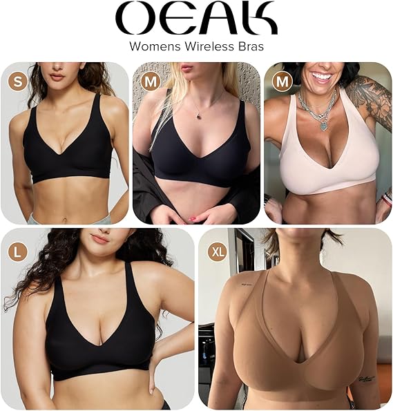 OEAK Women`s Deep V Bras Comfortable Bras