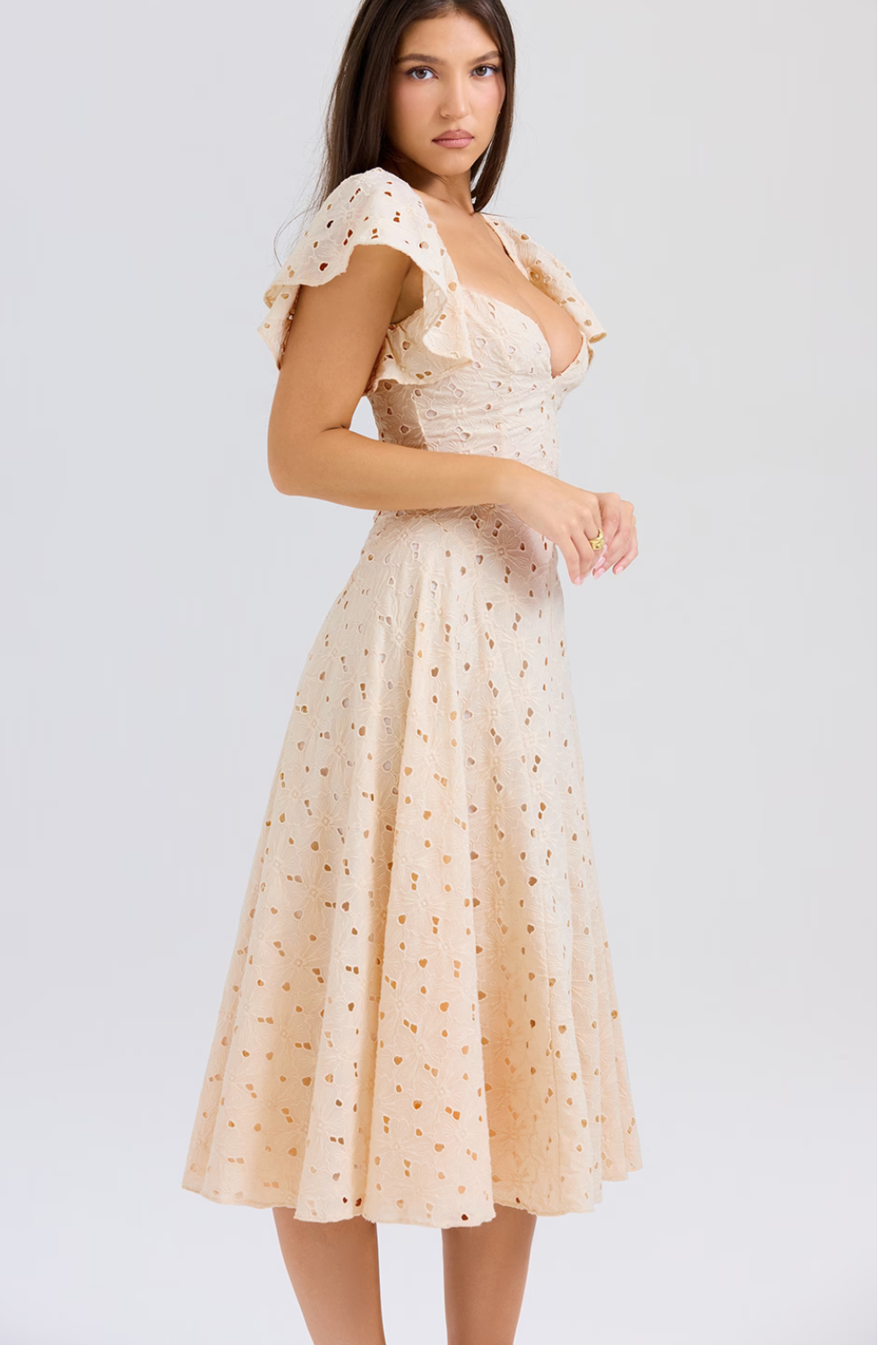 Cream Tea Broderie Anglais Midi Dress