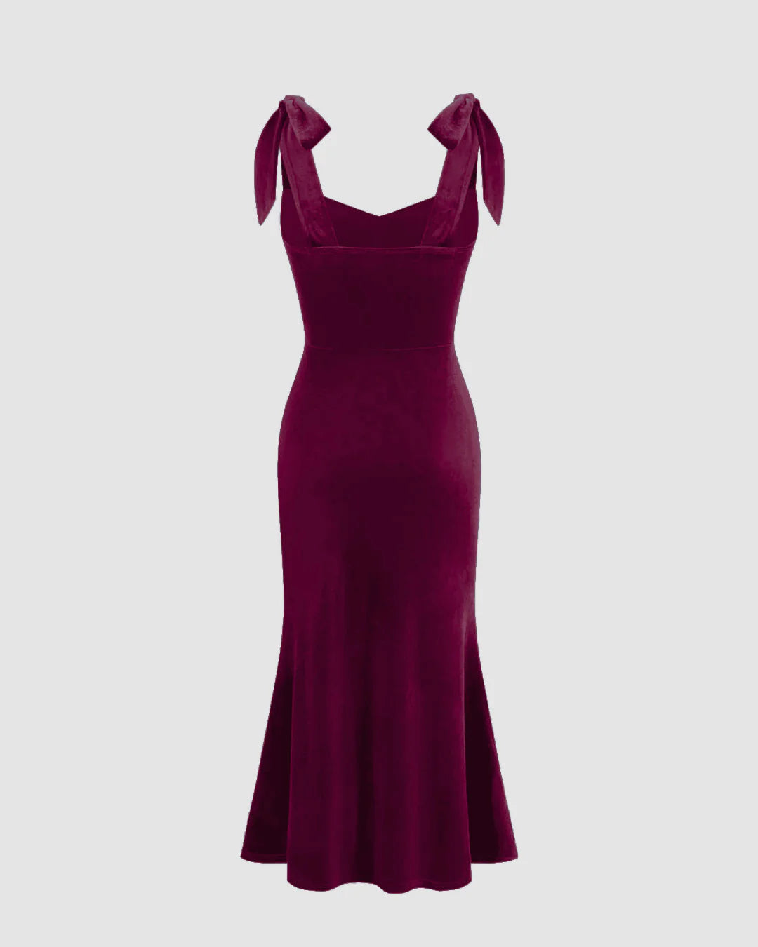 Velvet Sweetheart Neckline Split Ruched Knotted Maxi