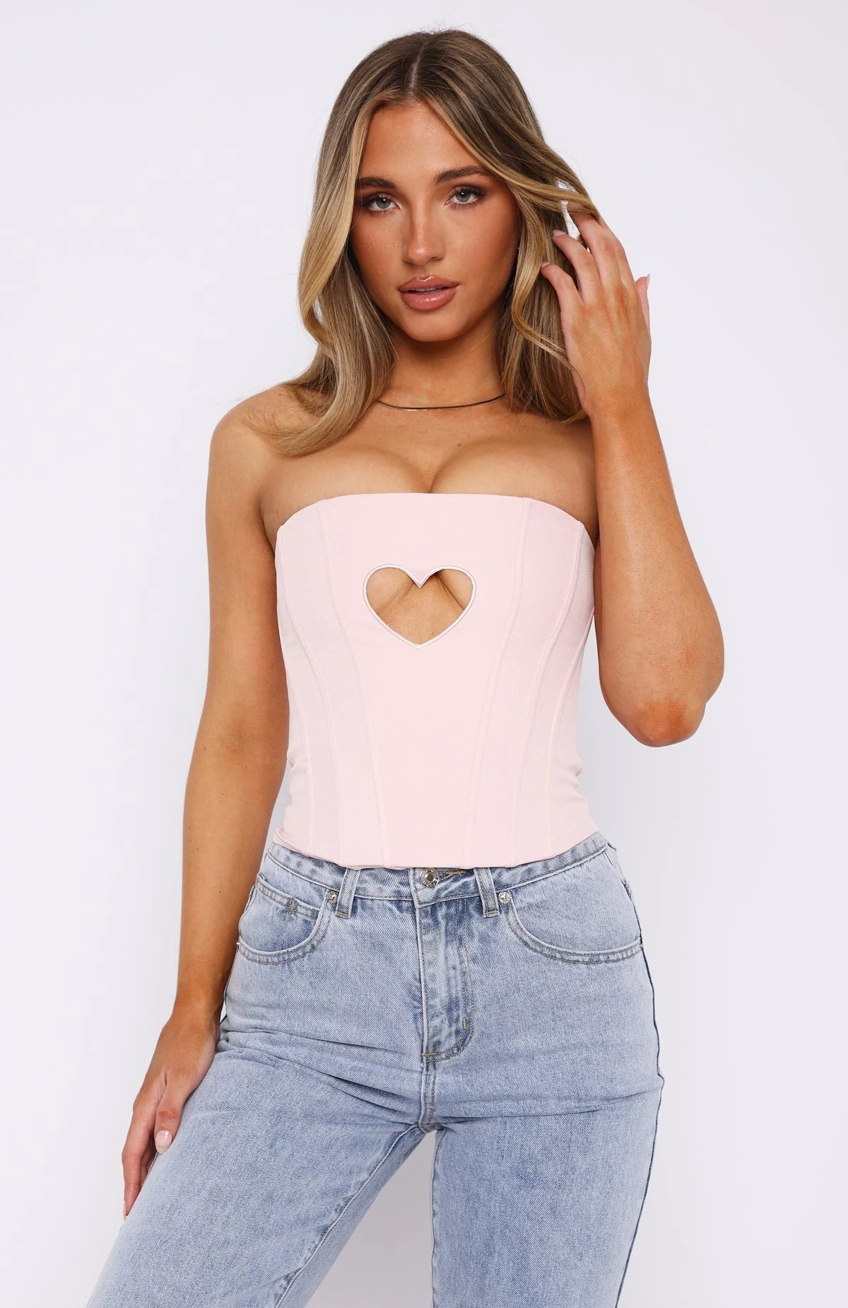 Never Love Again Strapless Bustier Baby Pink