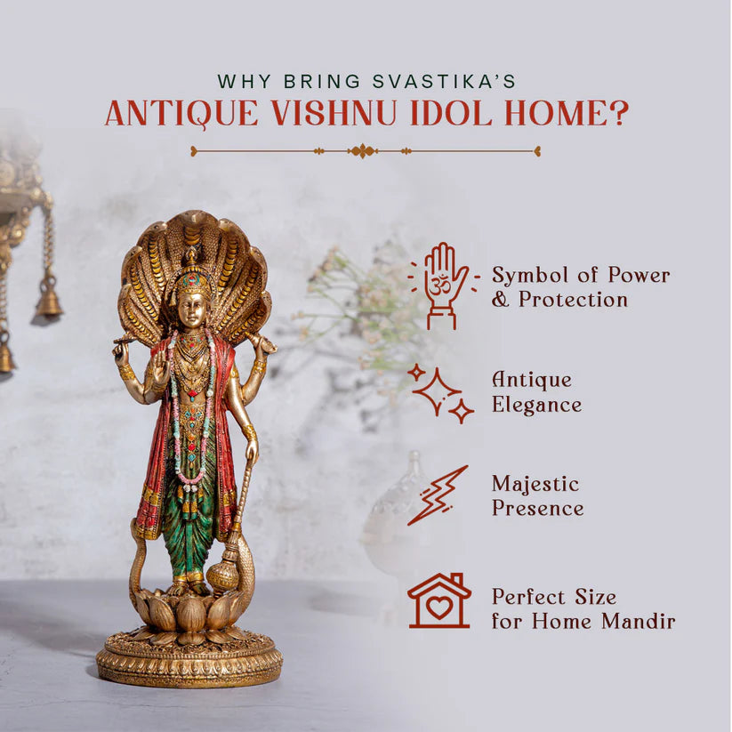 Lord Vishnu Standing Antique Idol (12 Inch)