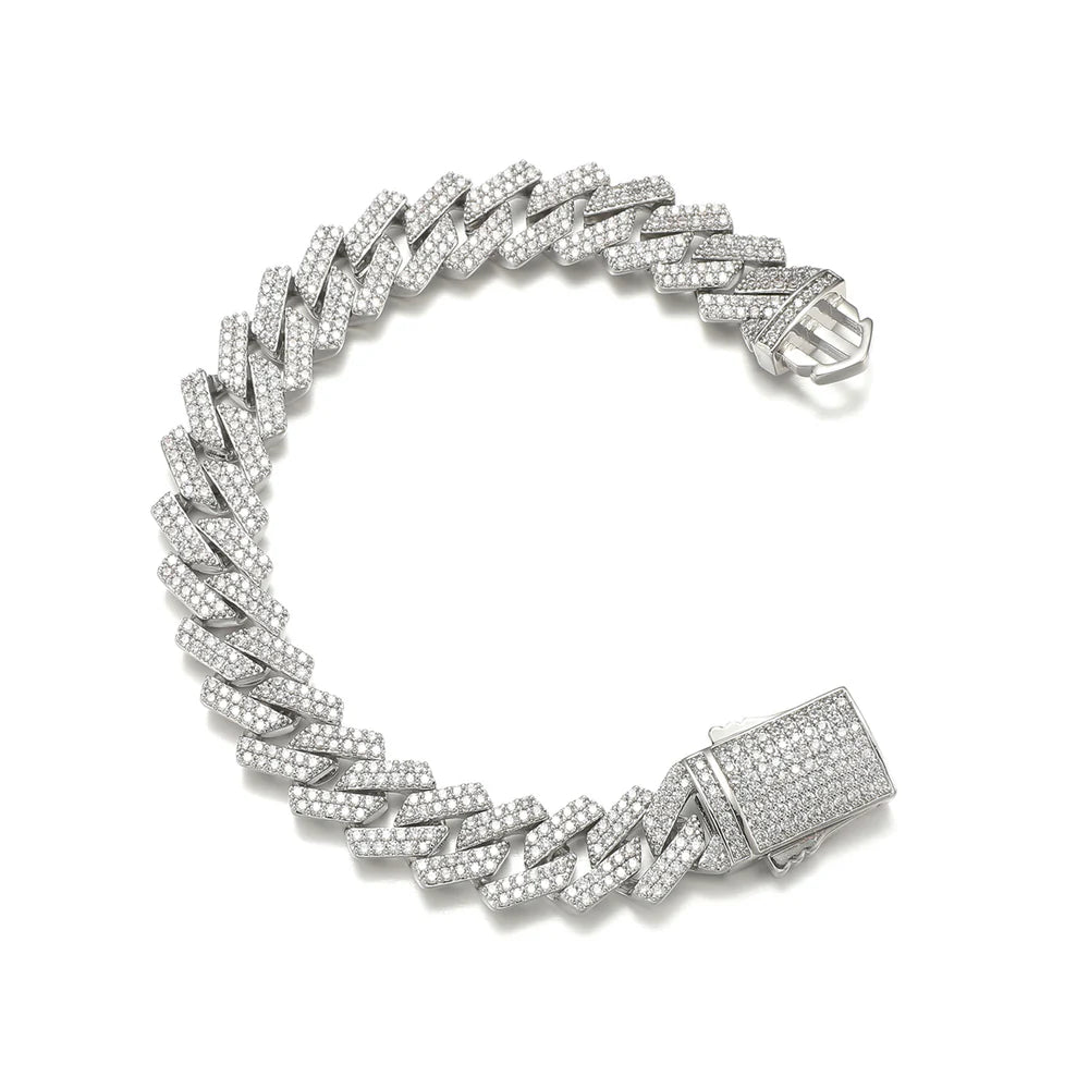 Combo of Flash Pendant & Freezy Cuban Bracelet White Gold