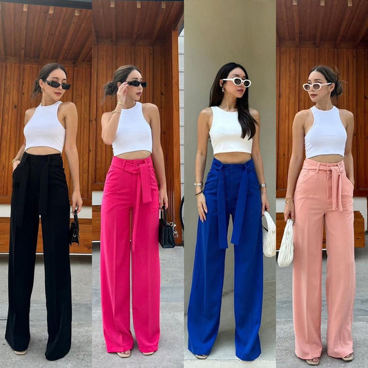 Tie Around High Waist Pants