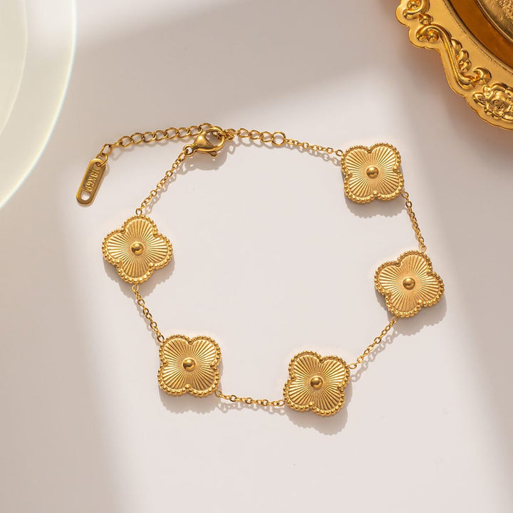 Set of 10 Gold Plated Clover Bracelets