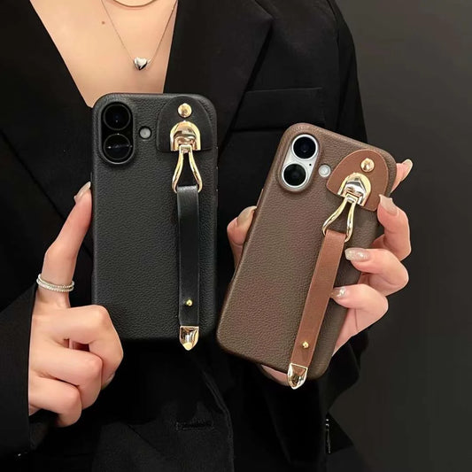 Combo of 2 Leather Finish iPhone Case With Anti Fall Holder