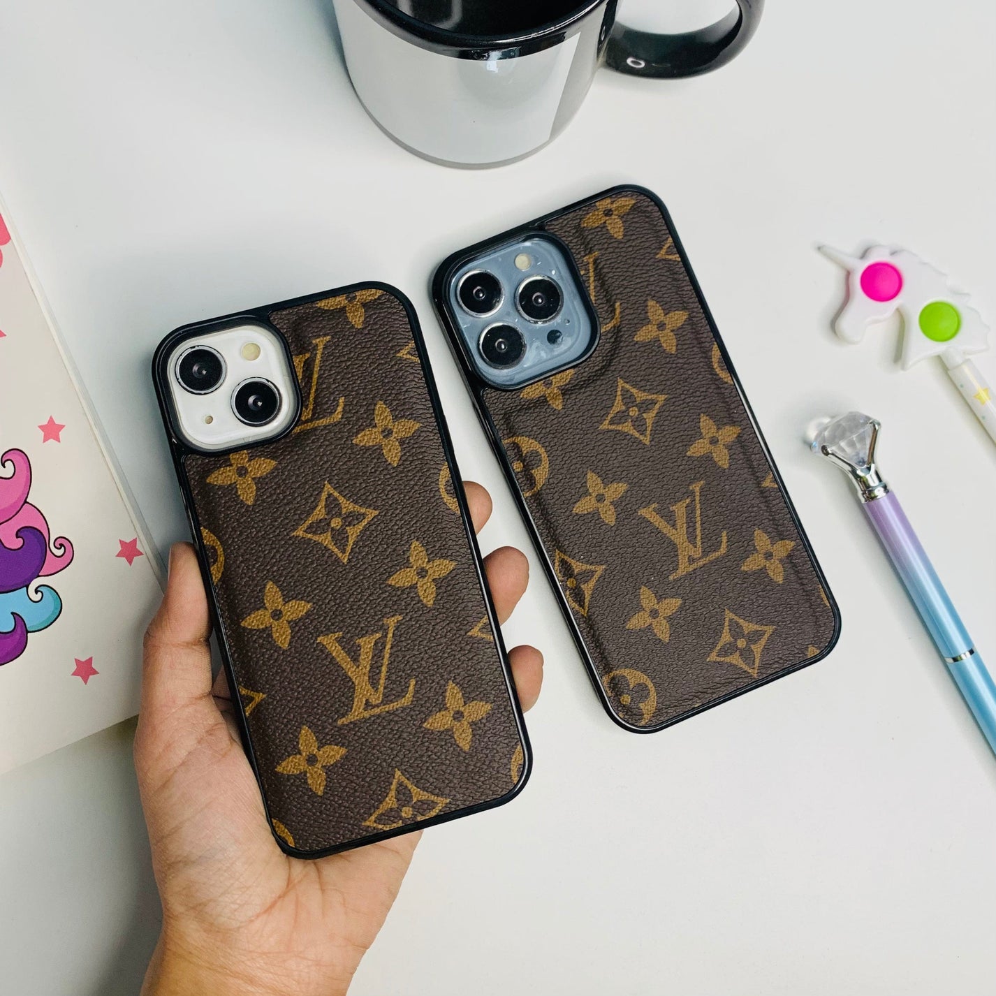 Combo of 2 Luxury Monogram Leather Case Cover