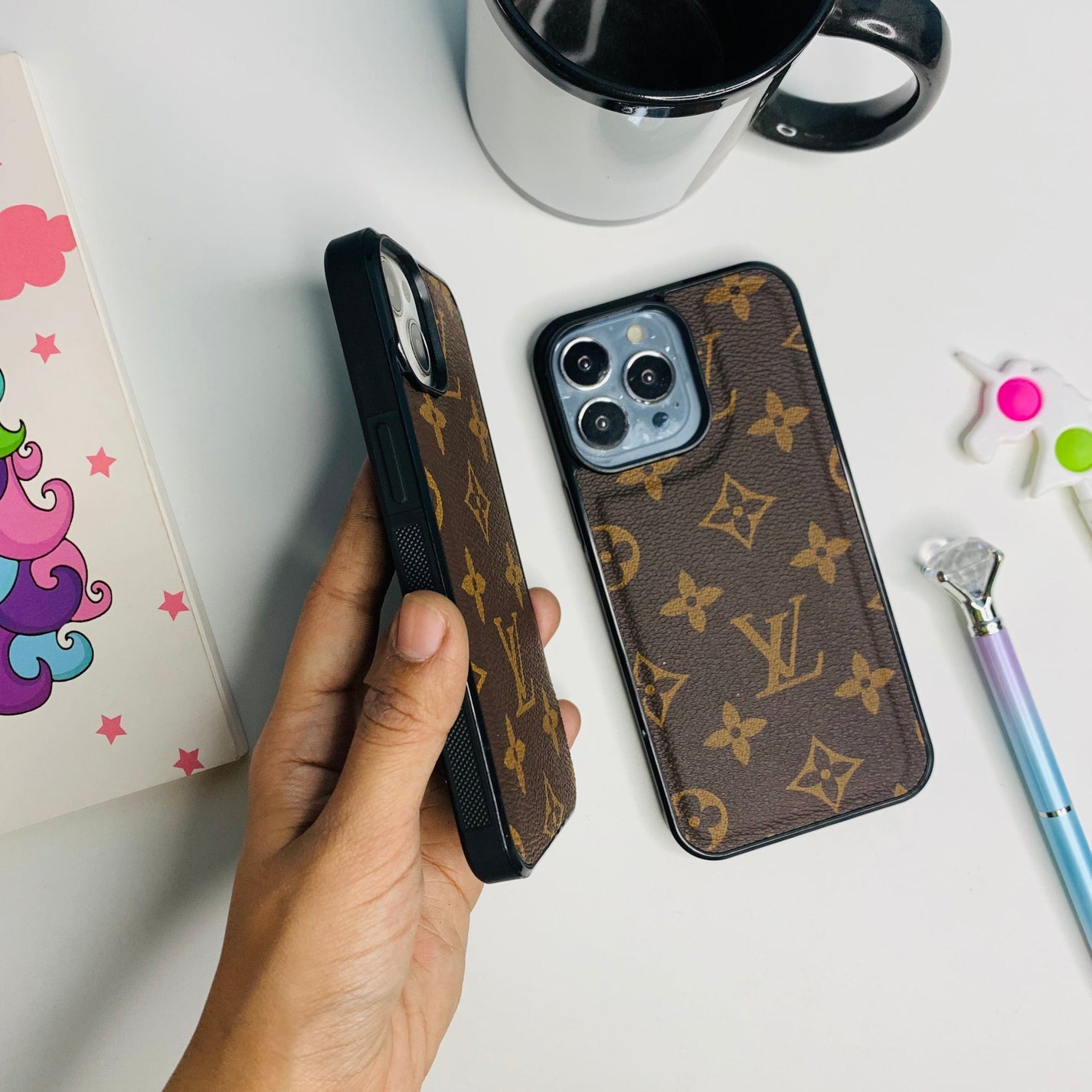 Combo of 2 Luxury Monogram Leather Case Cover