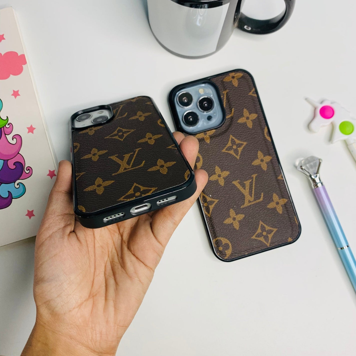 Combo of 2 Luxury Monogram Leather Case Cover