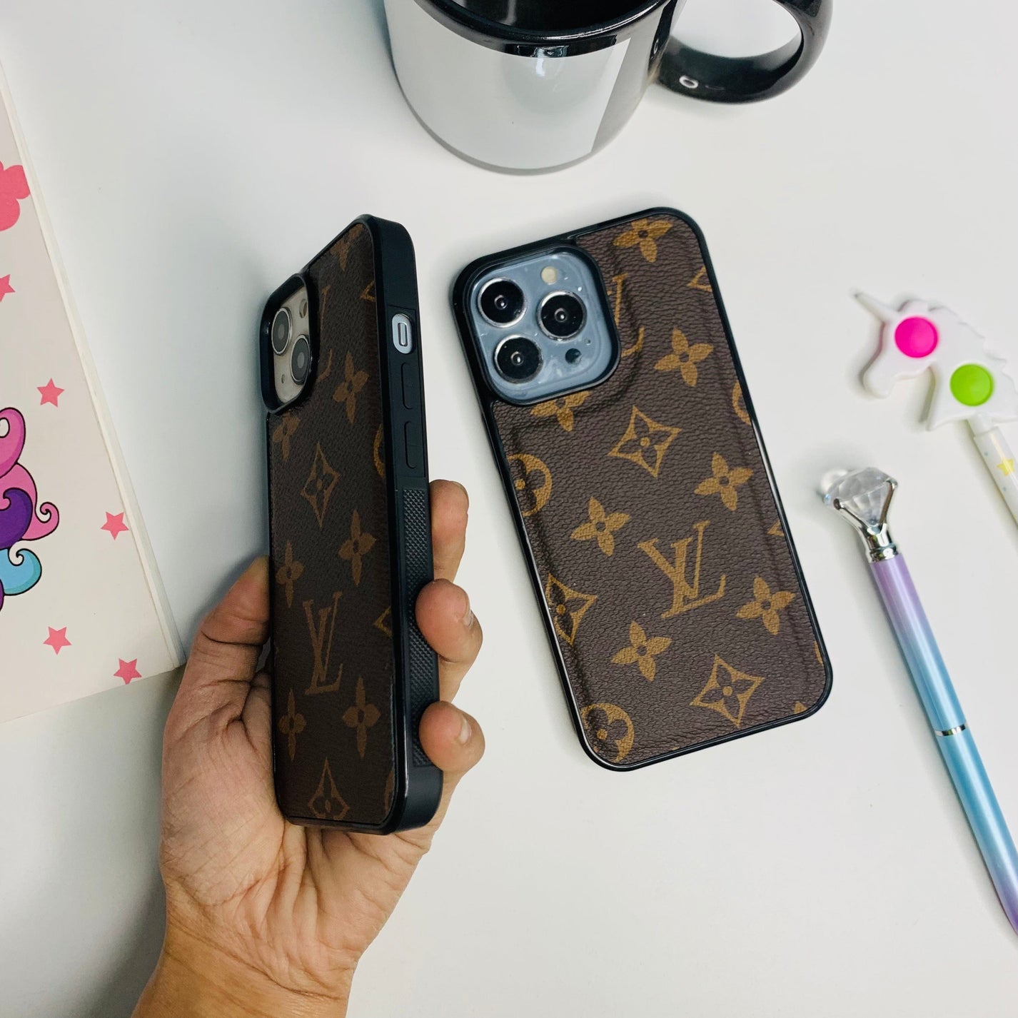 Combo of 2 Luxury Monogram Leather Case Cover