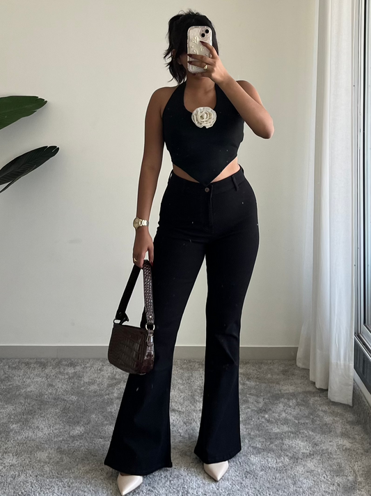 Black Ultra High Rise Flare Jeans