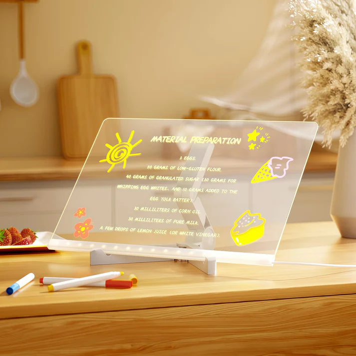 LED Illuminated Whiteboard for Writing and Drawing