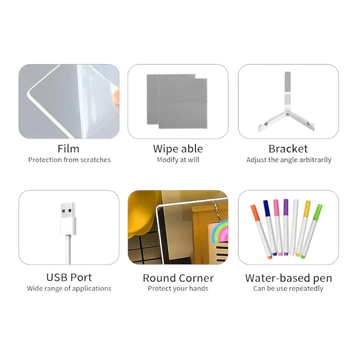 LED Illuminated Whiteboard for Writing and Drawing