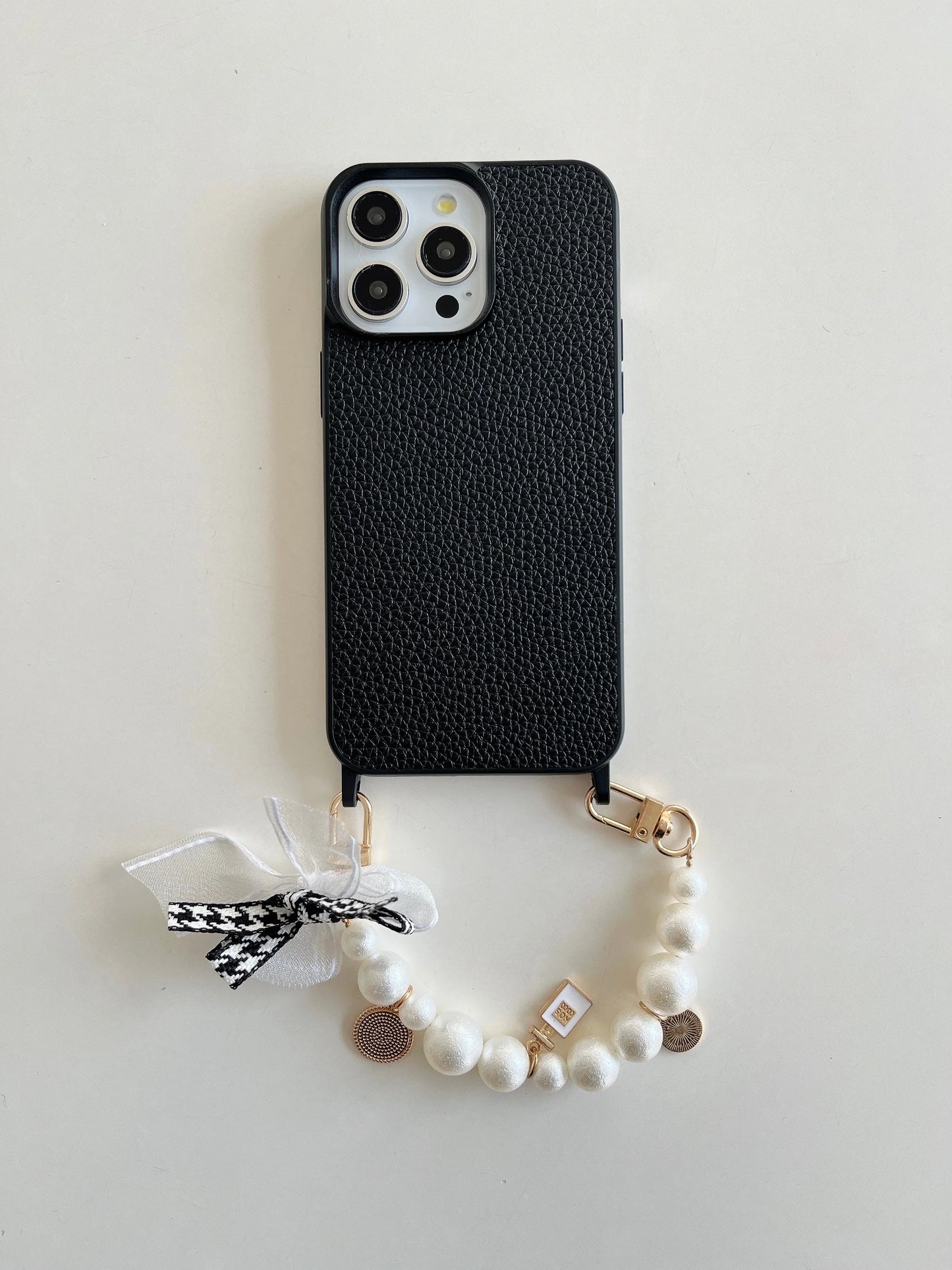 Grain Leather iPhone Case with Anti Fall Hand Bracelet