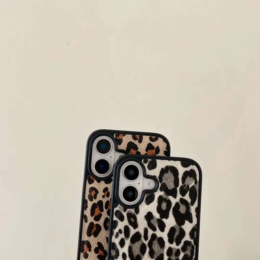 Combo of 2 Luxury Leather Leopard Designer Leather Case for iPhone With Beaded Charm