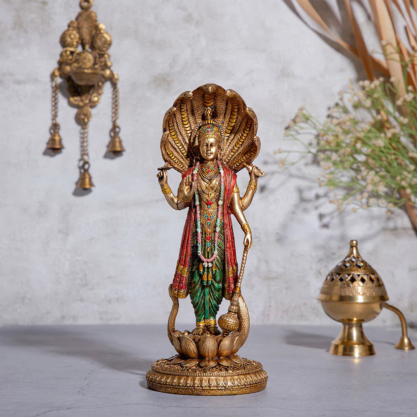 Lord Vishnu Standing Antique Idol (12 Inch)