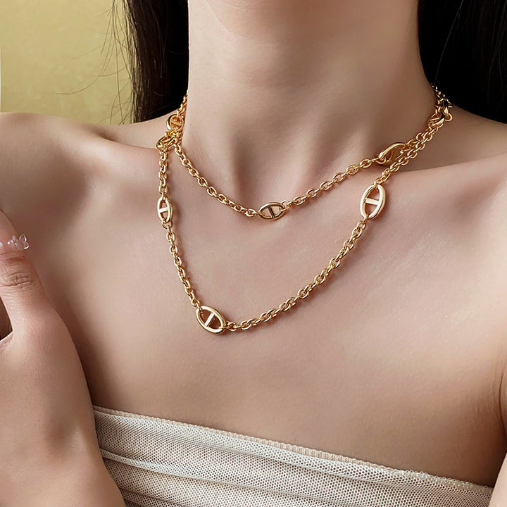 Set of 5 AD Necklace Chains |Anti tarnish| 18K Gold|