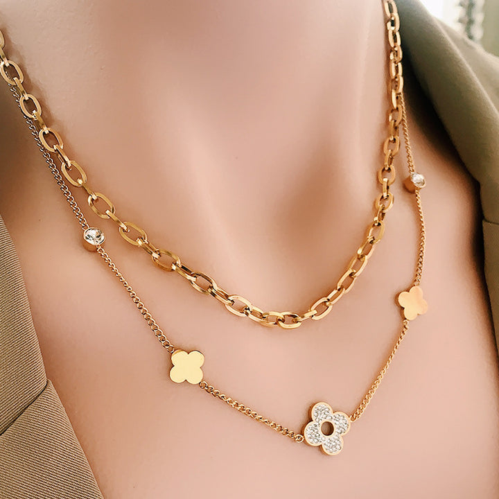 Set of 5 AD Necklace Chains |Anti tarnish| 18K Gold|