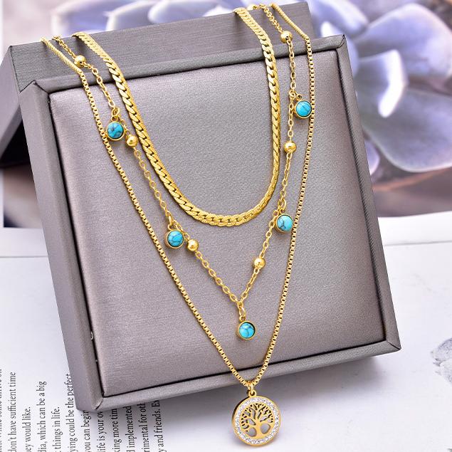 Set of 5 AD Necklace Chains |Anti tarnish| 18K Gold|