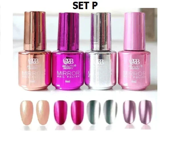 Metallic Mirror Finish Glass Nail Polish (Pack Of 12)