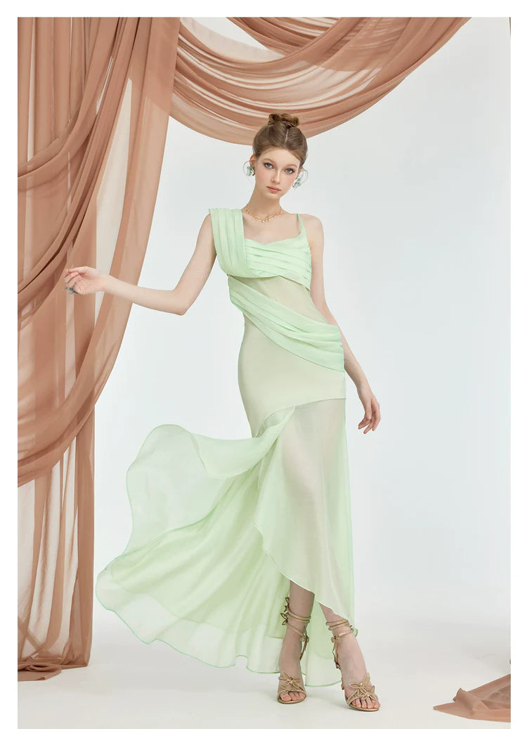 Ayla Slit Full-Skirt Dress